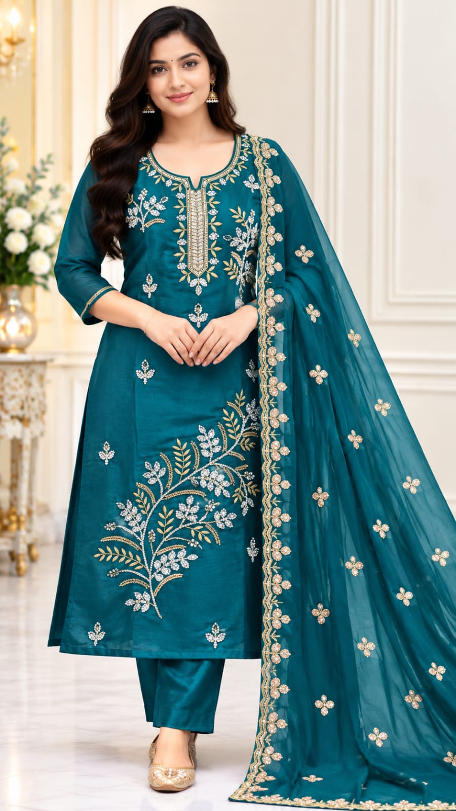 💃✨PREMIUM GLASS TISSUE EMBROIDERY WORK 3-PIECE SET✨💃