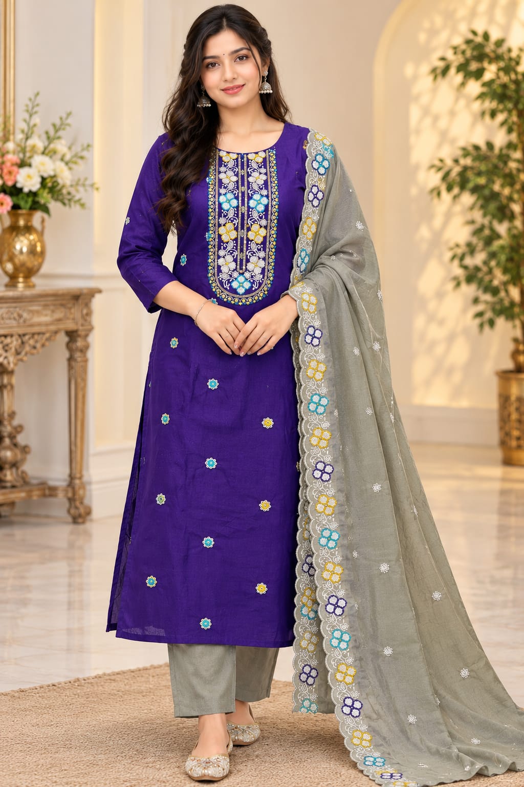 PREMIUM  BEAUTIFUL VICHITHRA SILK 3-PIECE SET