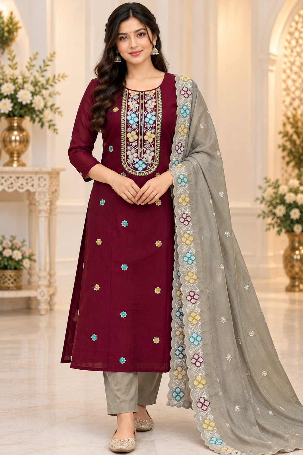 PREMIUM  BEAUTIFUL VICHITHRA SILK 3-PIECE SET