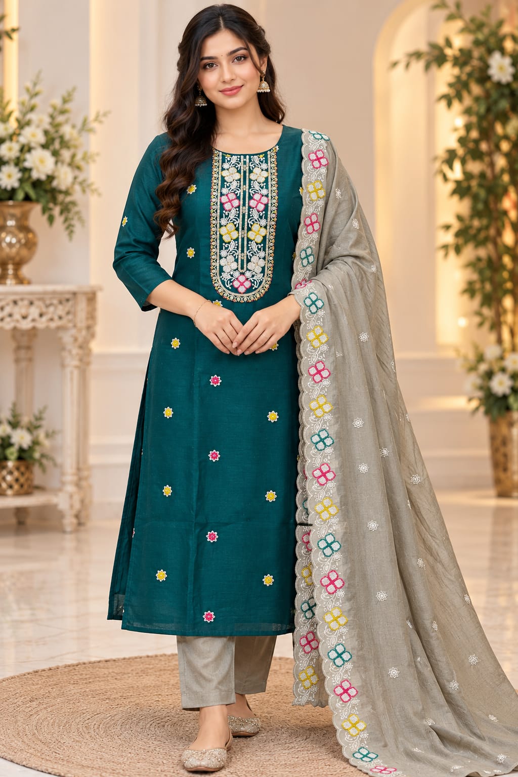 PREMIUM  BEAUTIFUL VICHITHRA SILK 3-PIECE SET