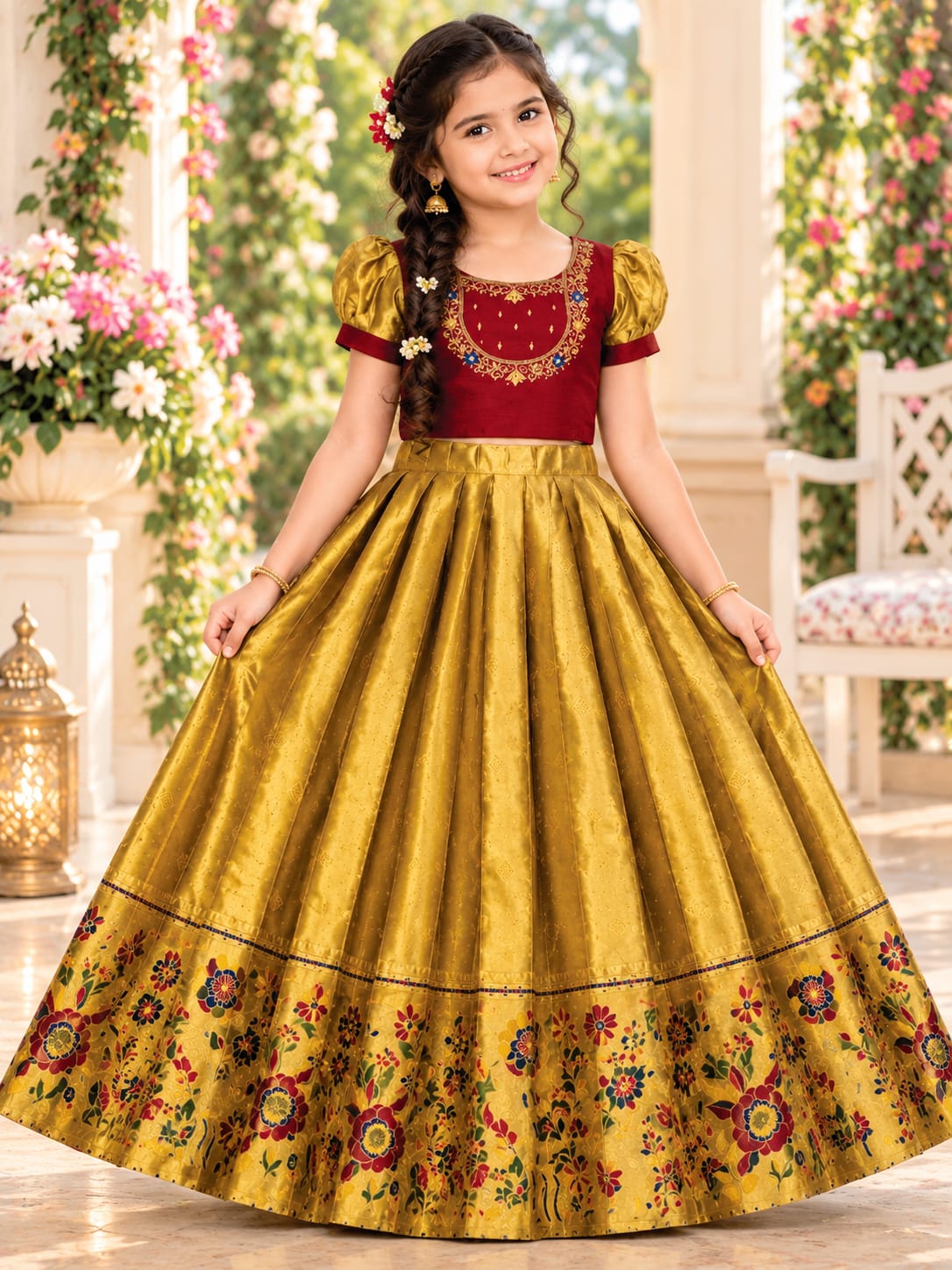 💖✨ROYAL GOLDEN FLORAL PATTU LEHENGAS✨💖