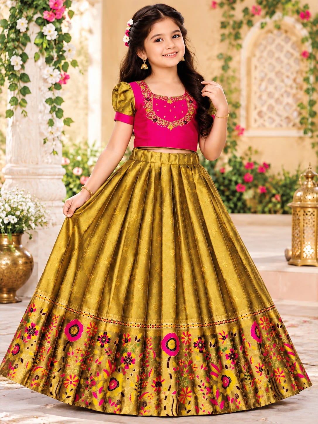 💖✨ROYAL GOLDEN FLORAL PATTU LEHENGAS✨💖