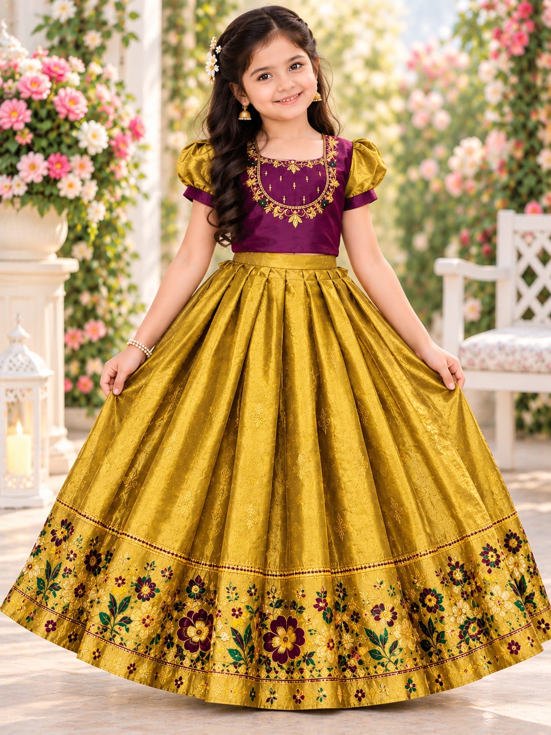 💖✨ROYAL GOLDEN FLORAL PATTU LEHENGAS✨💖