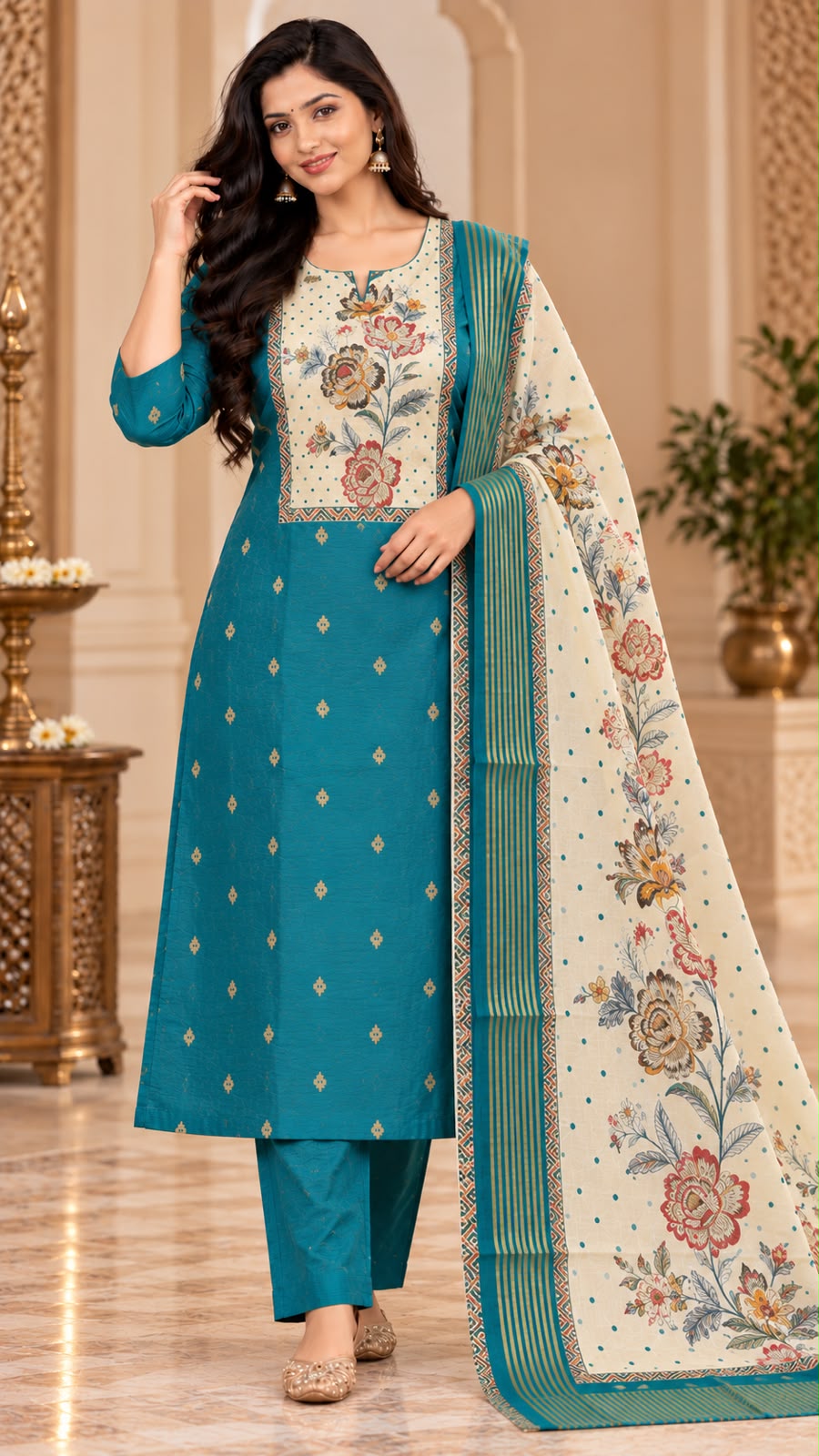 Trending Jamdani Floral 3-Piece Set