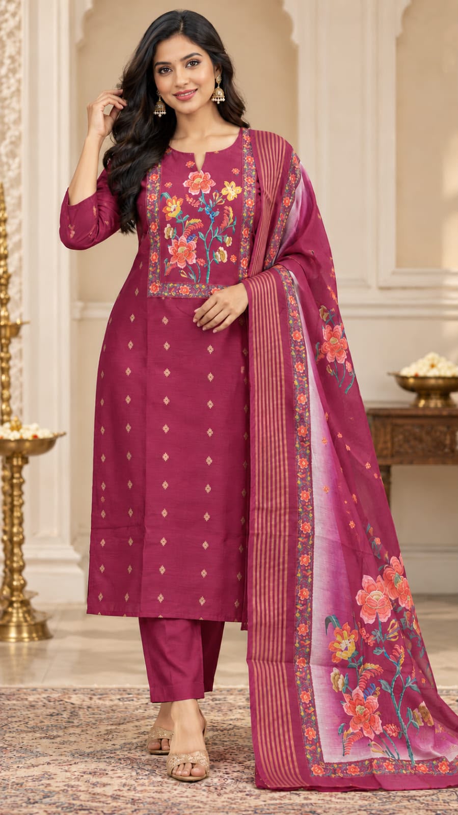 Trending Jamdani Floral 3-Piece Set