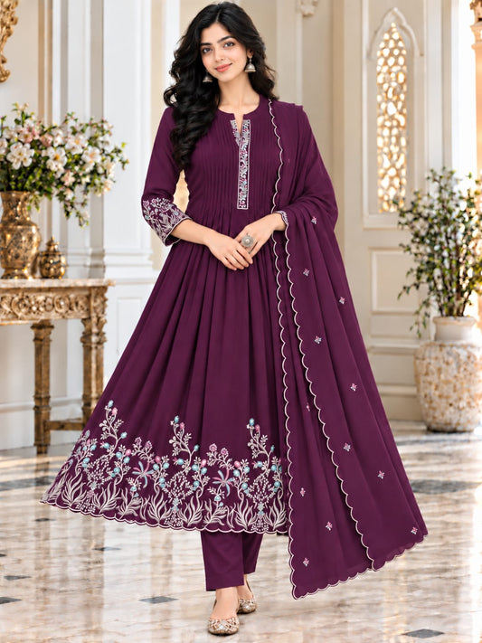 Premium Mal Chanderi Floral Umbrella 3-Piece Set