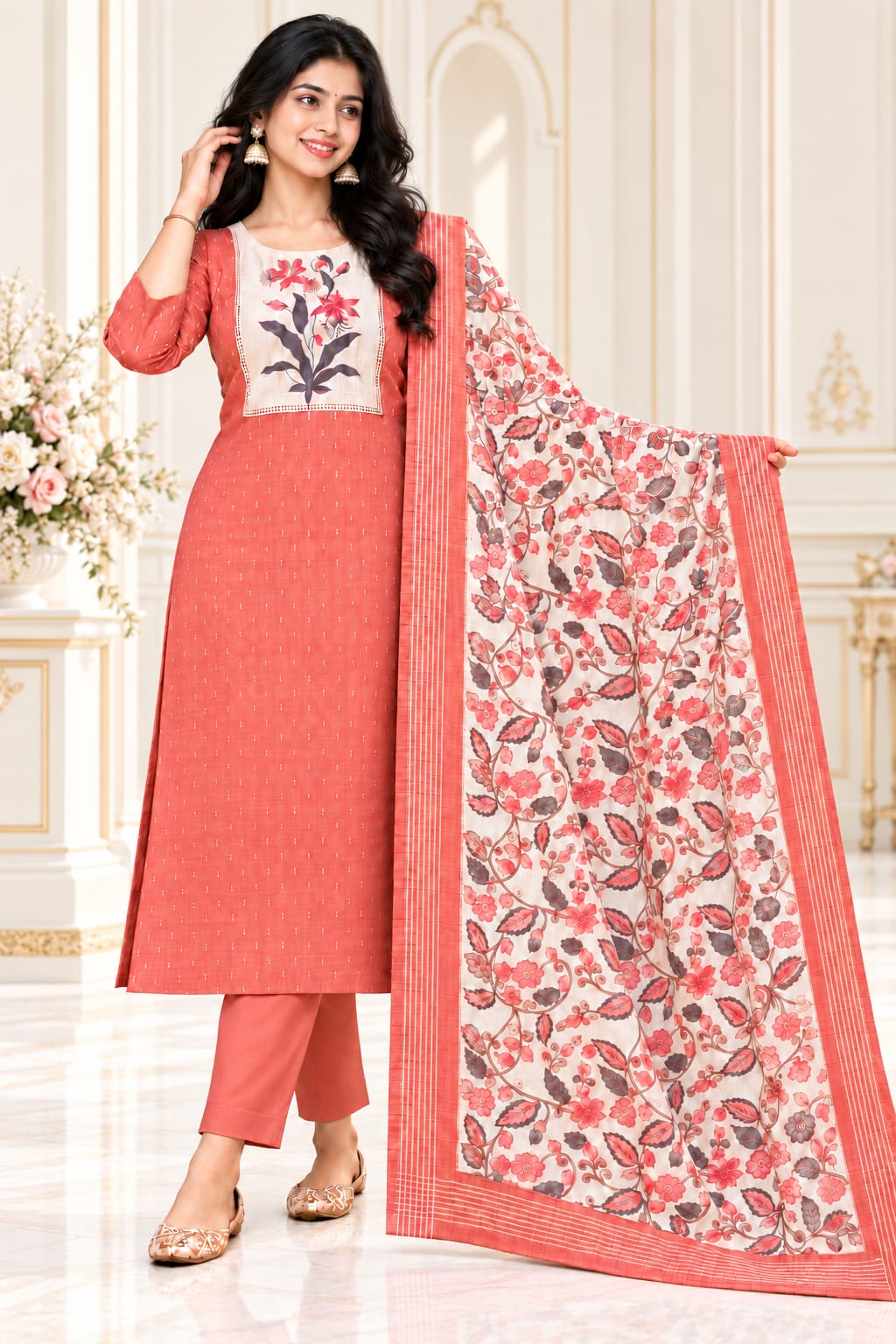 PREMIUM FLORAL JAMDANI 3-PIECE SET