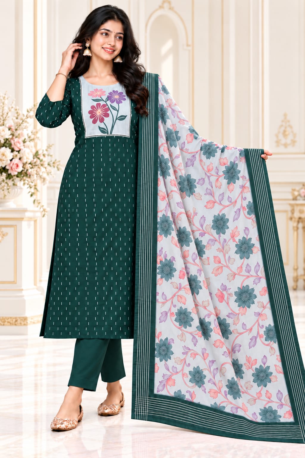PREMIUM FLORAL JAMDANI 3-PIECE SET