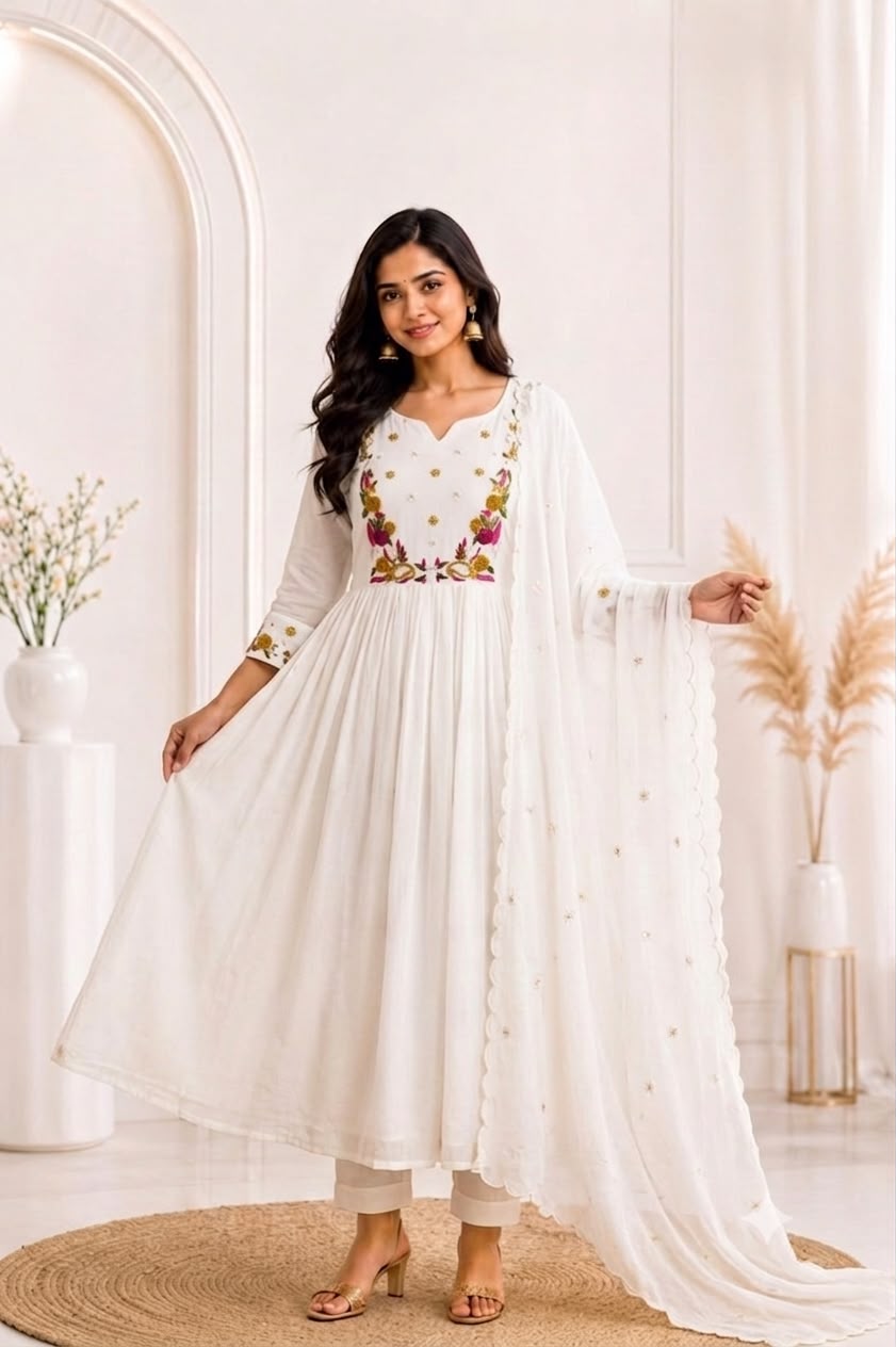 Luxury Party Wear Mul Chanderi 3-Piece Set (With Free Shipping)