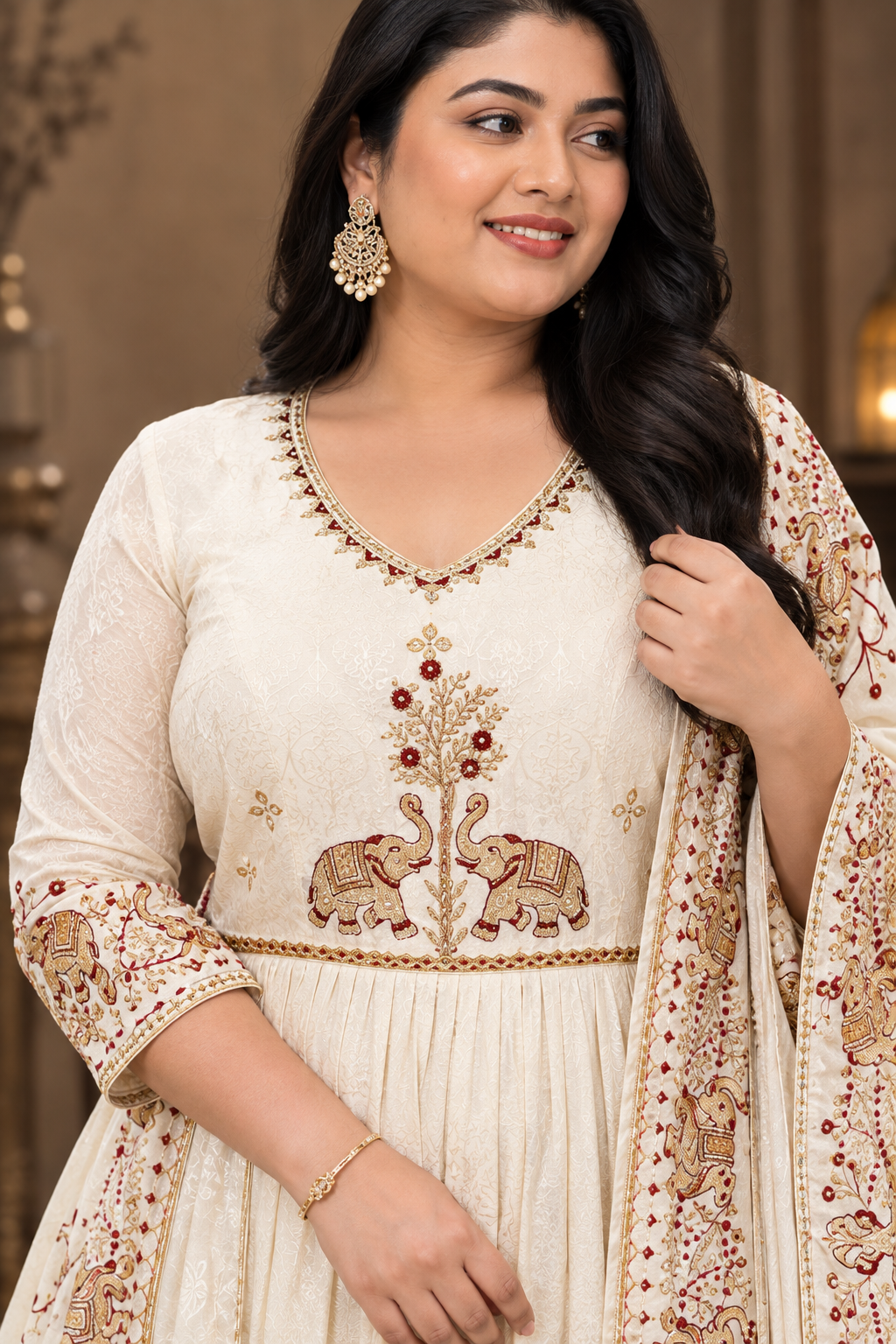 Handcrafted Elephant Motif Embroidery Design Mal Cotton Kurti Like N Like Showroom Vijayawada