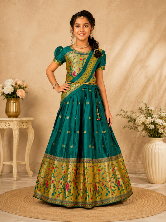 Best Kids Wear Vijayawada - Girls Grand Traditional Pattu Lehenga Choli | Like N Like