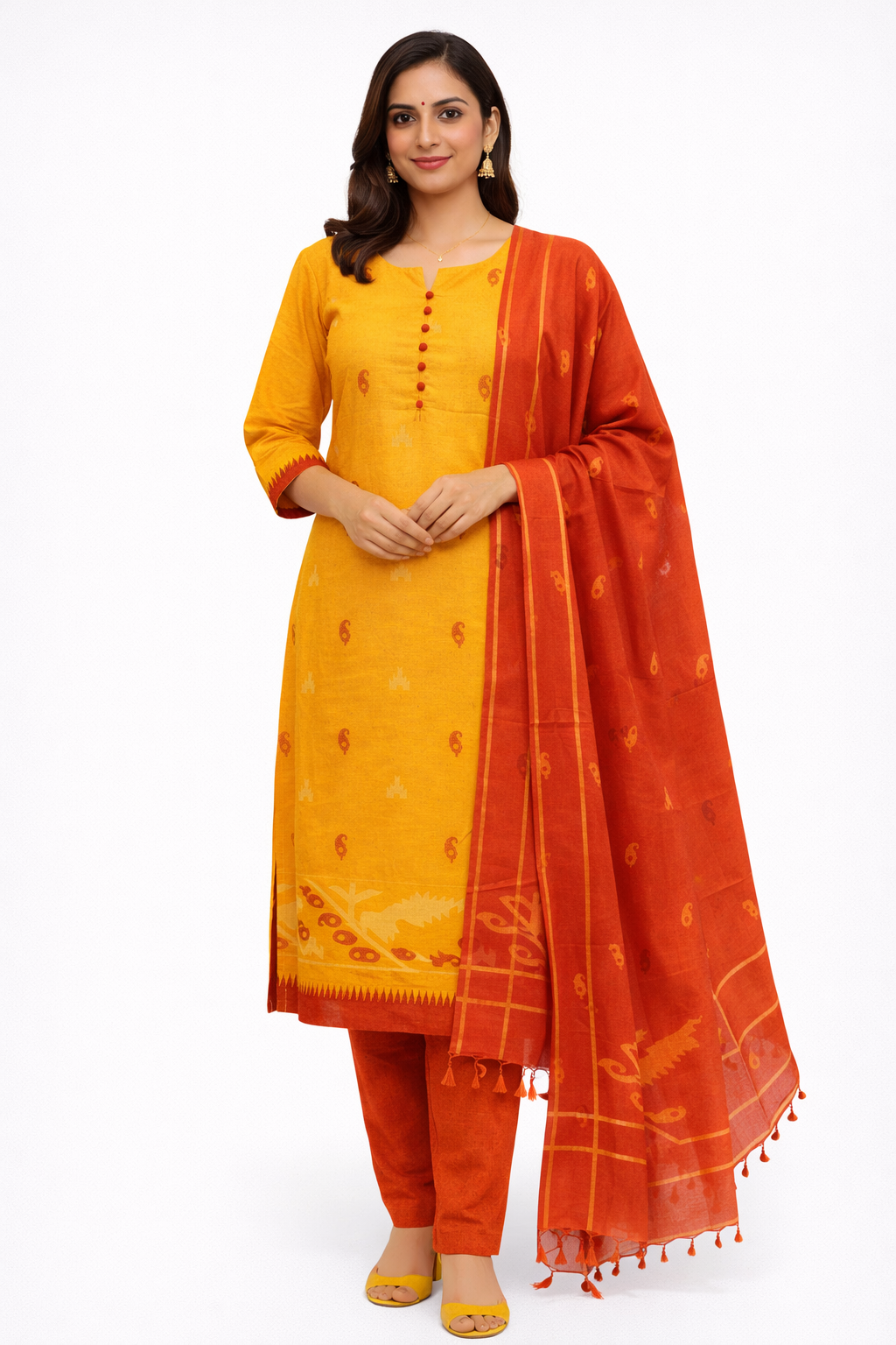 🌿 Handloom Pure Mangalagiri Cotton 3-Piece Set