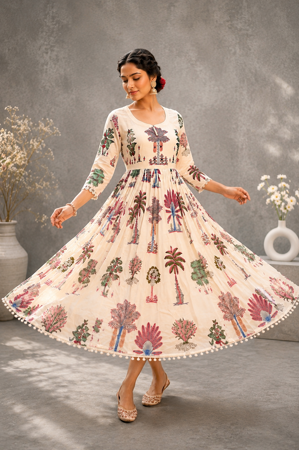 🔥 Ashadam Dhamaka Sale | Premium Mul Cotton Printed Umbrella Frock for Women 🌸