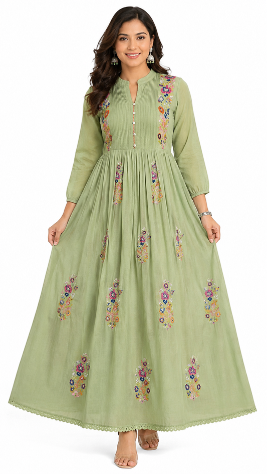 Mul Cotton Embroidery Frock - XXL Special 🏷️