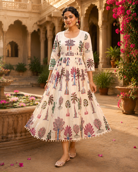 🔥 Ashadam Dhamaka Sale | Premium Mul Cotton Printed Umbrella Frock for Women 🌸