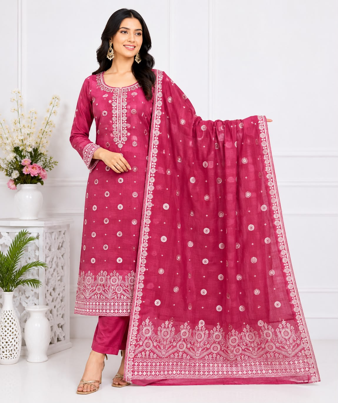 Women's Jamdhani 3-Piece Kurta Set with Dupatta | M-5XL | ₹999 | Free Shipping