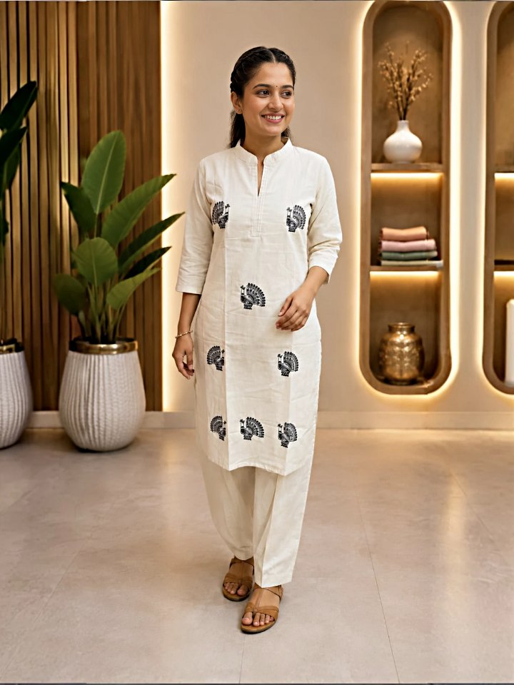 Flex Cotton Peacock Model Co-ord Set - 2 Pieces (Trending Women's Fashion)