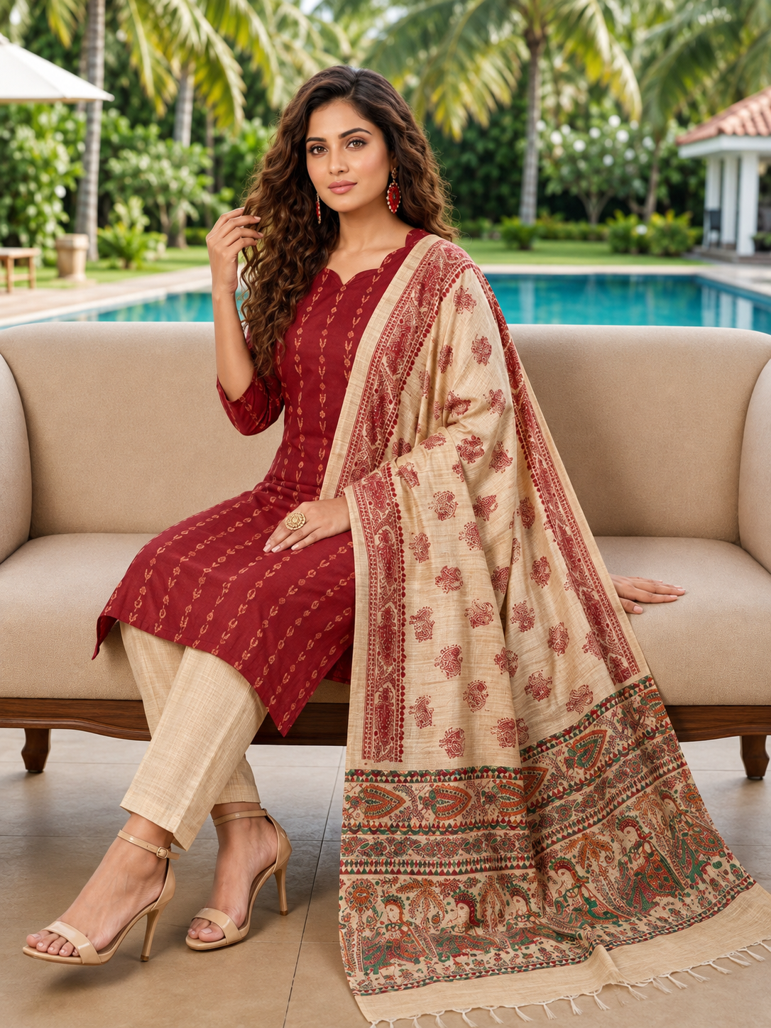 Handloom 3-Piece Suit Set with Functional Pocket & Art Dupatta @ ₹949/- | Free Shipping | Arrows
