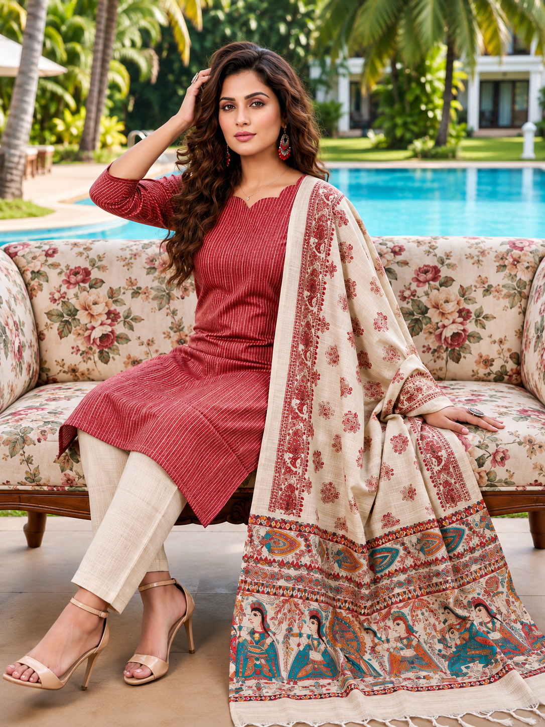 Elegant Handloom 3-Piece Suit Set with Functional Pocket & Art Dupatta @ ₹949/- | Free Shipping | Stripes