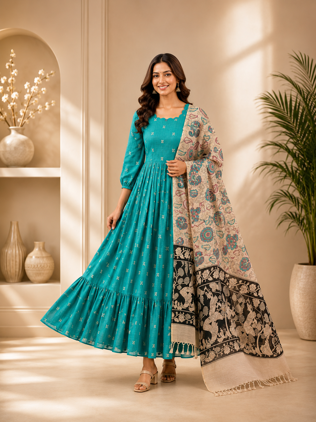 Free Shipping 🚚 | Premium Raw Silk Umbrella Cut Top with Dupatta | Like n Like India