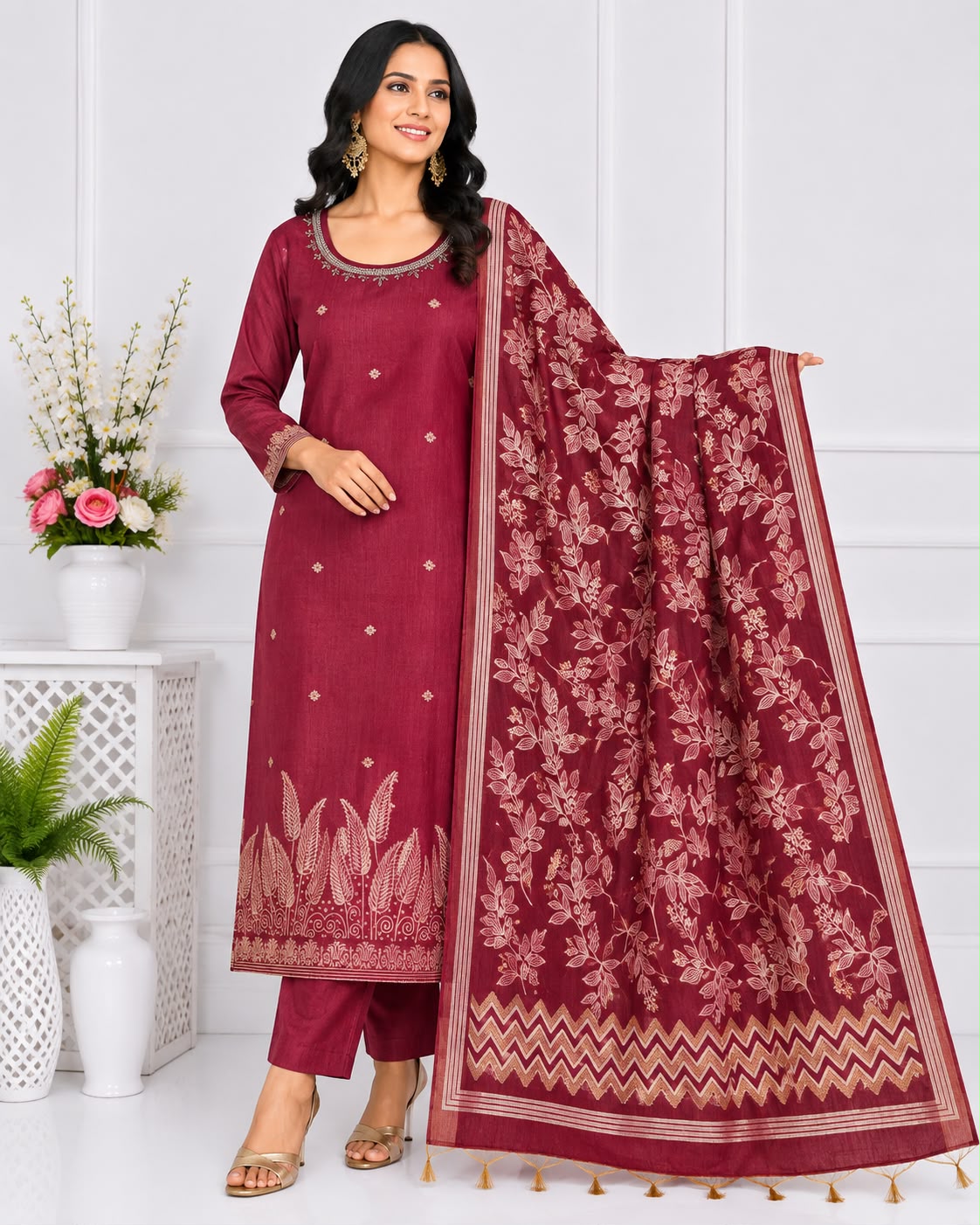 Women's Jamdhani 3-Piece Kurta Set with Dupatta | M-5XL | ₹999 | Free Shipping