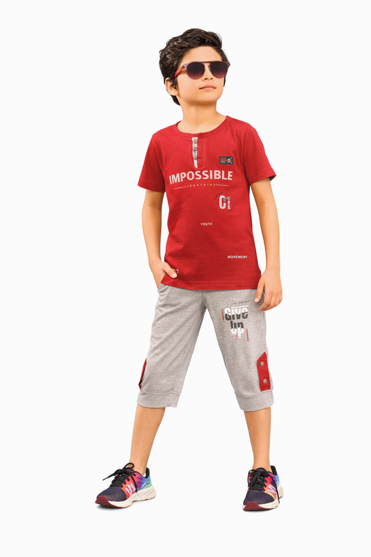 Boys 3/4th's Combo Pack of 3 | Cotton T-Shirt & Capri Set