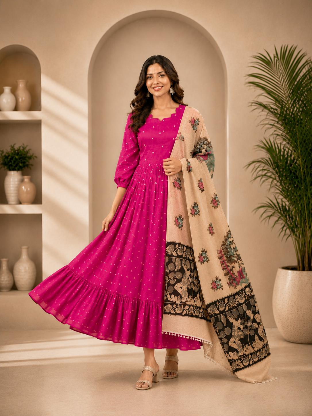 Free Shipping 🚚 | Premium Raw Silk Umbrella Cut Top with Dupatta | Like n Like India