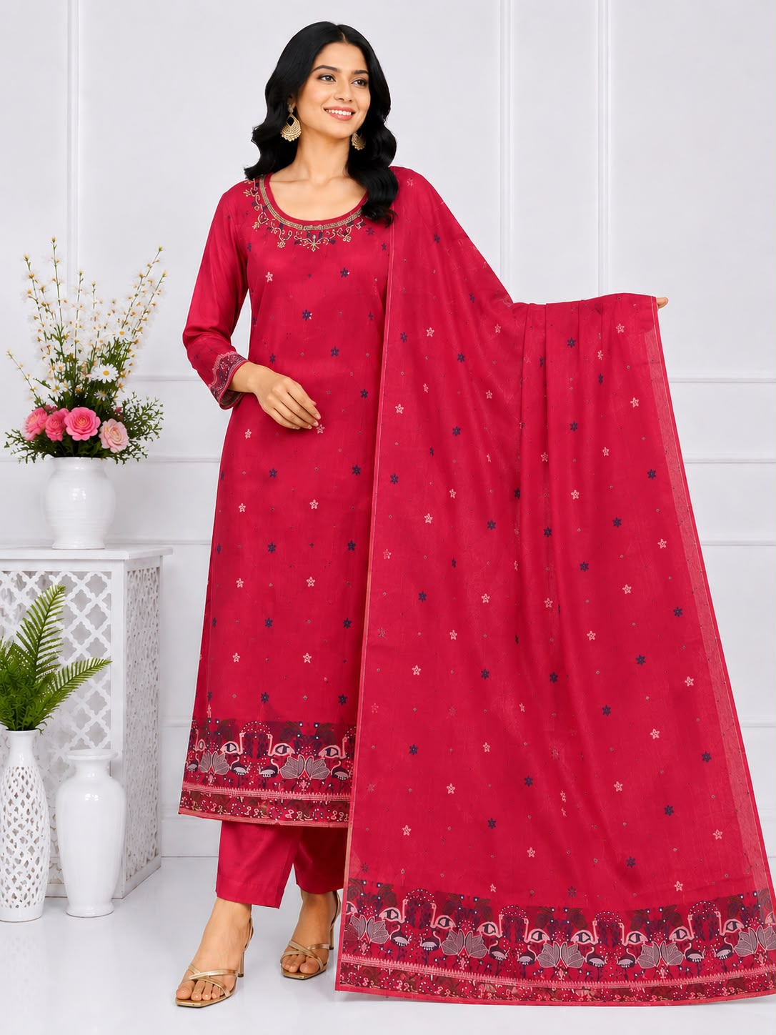 Women's Jamdhani 3-Piece Kurta Set with Dupatta | M-5XL | ₹999 | Free Shipping