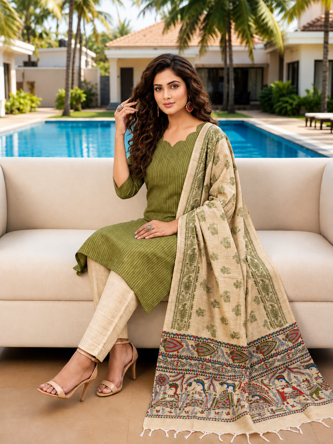 Elegant Handloom 3-Piece Suit Set with Functional Pocket & Art Dupatta @ ₹949/- | Free Shipping | Stripes