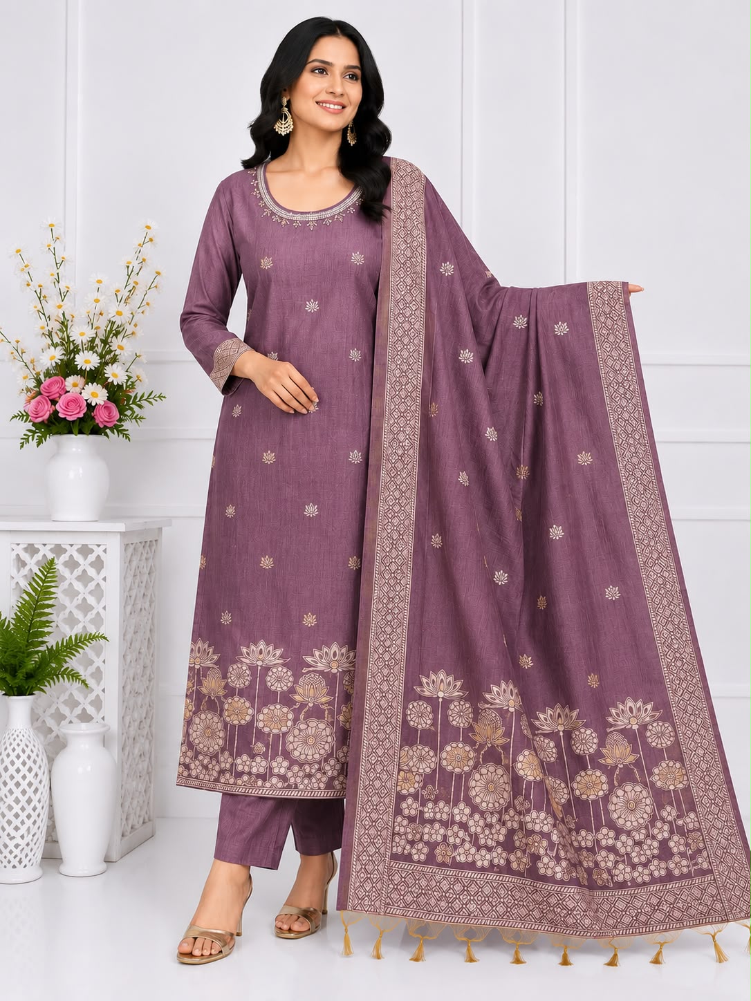 Women's Jamdhani 3-Piece Kurta Set with Dupatta | M-5XL | ₹999 | Free Shipping