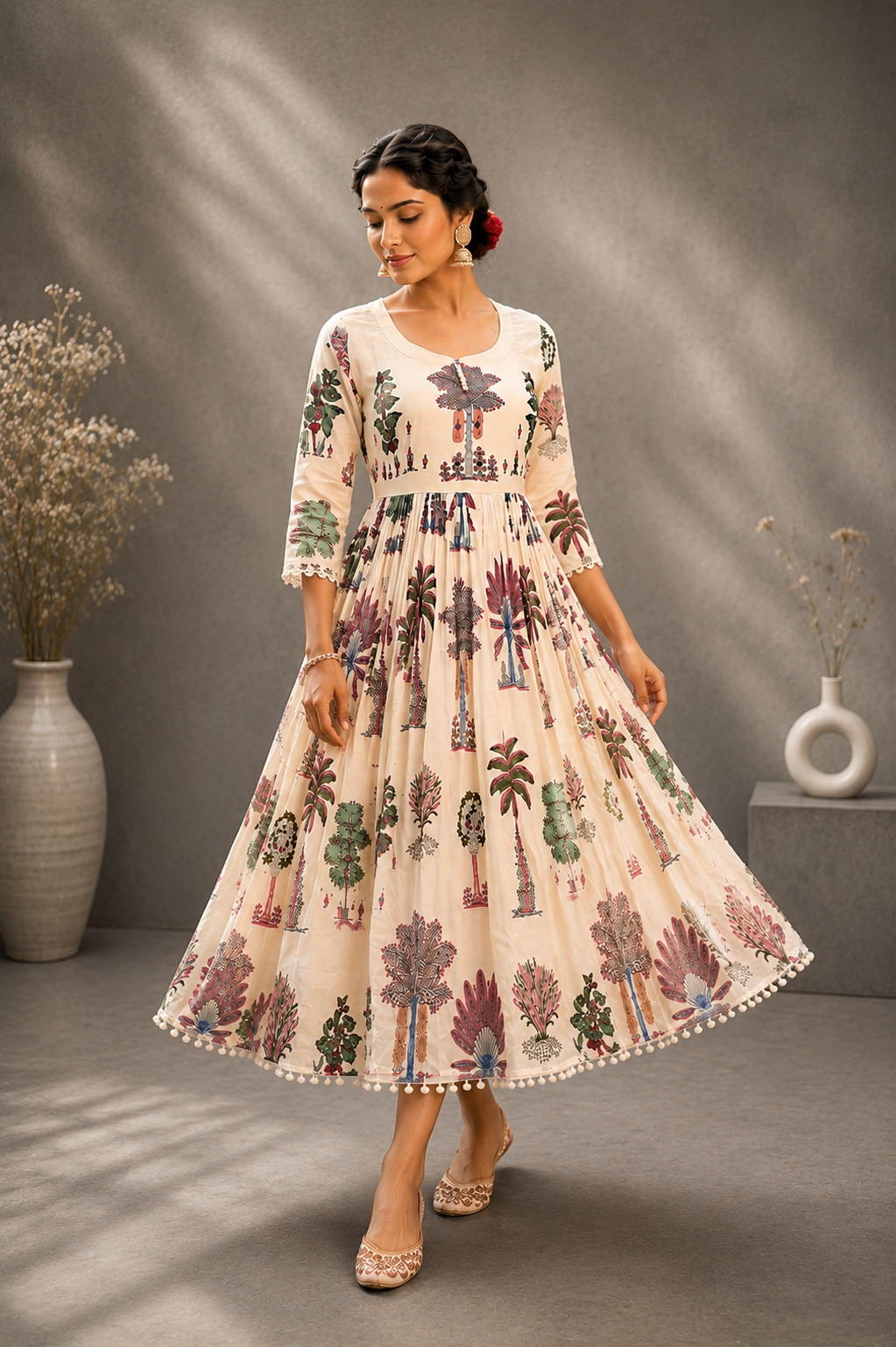 🔥 Ashadam Dhamaka Sale | Premium Mul Cotton Printed Umbrella Frock for Women 🌸