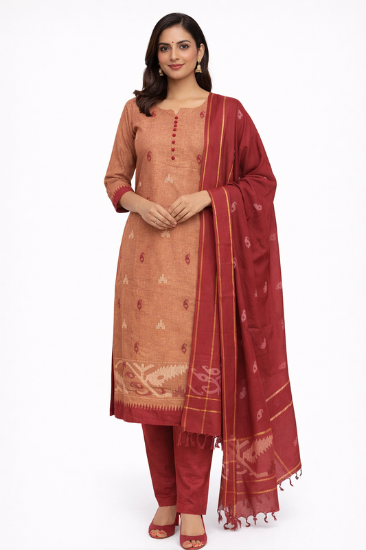 🌿 Handloom Pure Mangalagiri Cotton 3-Piece Set (Copy)