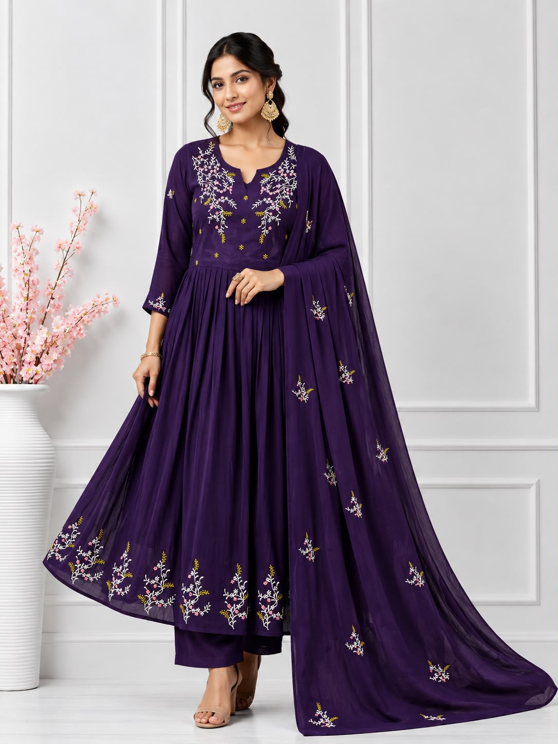Embroidered Anarkali Suit Set for Women with Dupatta | LIKE N LIKE