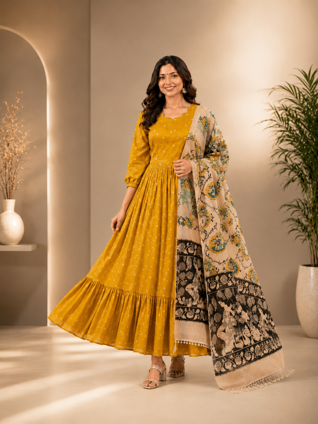 Free Shipping 🚚 | Premium Raw Silk Umbrella Cut Top with Dupatta | Like n Like India