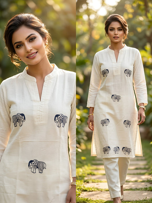 Flex Cotton Elephant Print Co-ord Set - 2 Pieces (Trending Women's Fashion)